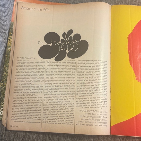 Look Beatles John Lennon January 9, 1968 Vibrant Red and Yellow Cover - Picture 6 of 10